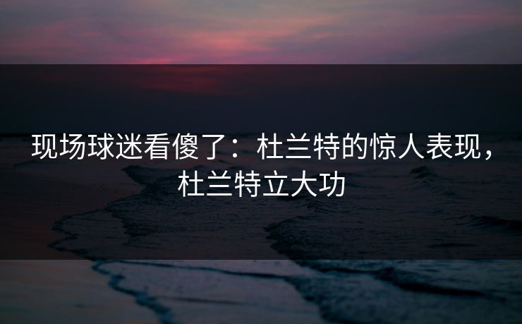 现场球迷看傻了：杜兰特的惊人表现，杜兰特立大功